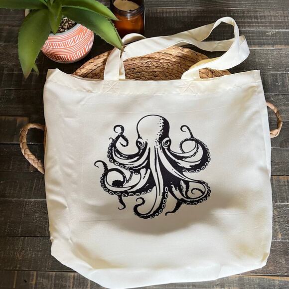 Handmade Handbags - Octopus Tote Bag, Ocean Tote Bag, Sea Life Book Bag